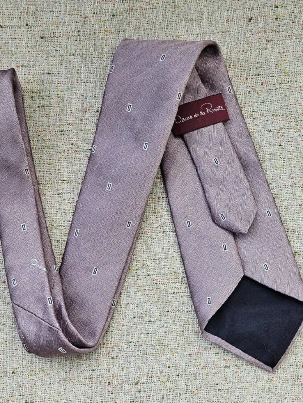 Vintage Oscar De La Renta Men Tie Necktie Brown Tie Classic Neck Tie - Picture 7 of 10